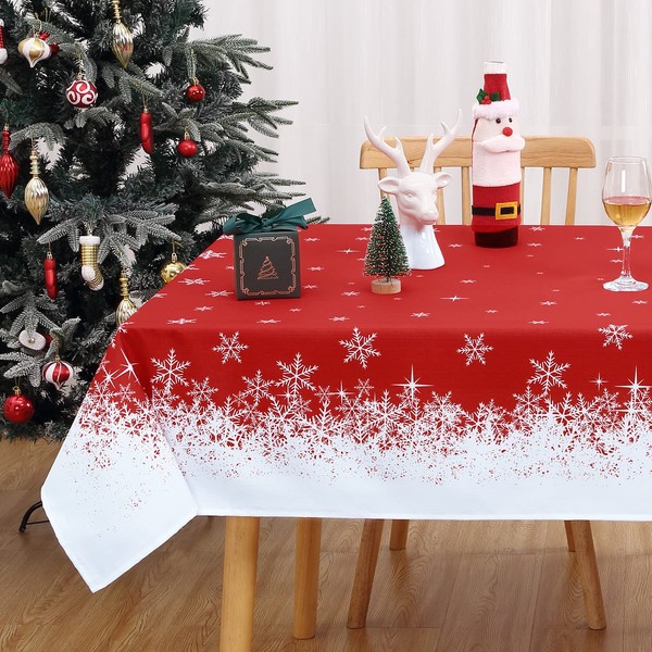 Christmas Tablecloth Red Warerproof Table Cloth for Holiday Decoration Xmas