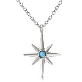 PANTIDE North Star Necklace for Women - North Star Charm Pendant Necklace, Adjustable Celestial Starburst Dainty Necklace Fashion Jewelry, Christmas Wedding Anniversary Birthday Gift (Silver)