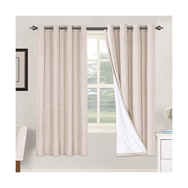 Linen Blackout Curtains 72 Inches Long 100% Absolutely Blackout Thermal