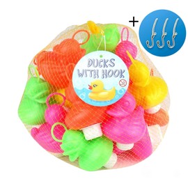 Duck Fishing Set with 20 Yellow Ducks Made of Plastic with Hooks and Weight Including 3 Hooks, Bath Toy - Pool Toy - Fishing Ducks Boys and Girls (Special Edition)