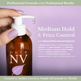 Pure NV Curl Gel Tame & Revitalize Curls, Control Frizz & Eliminate Fly-Aways, Made From Natural Vitamins & Minerals, Keratin, Collagen & Argan Oil Infused To Repair, Restore & Strengthen 8.5 Oz