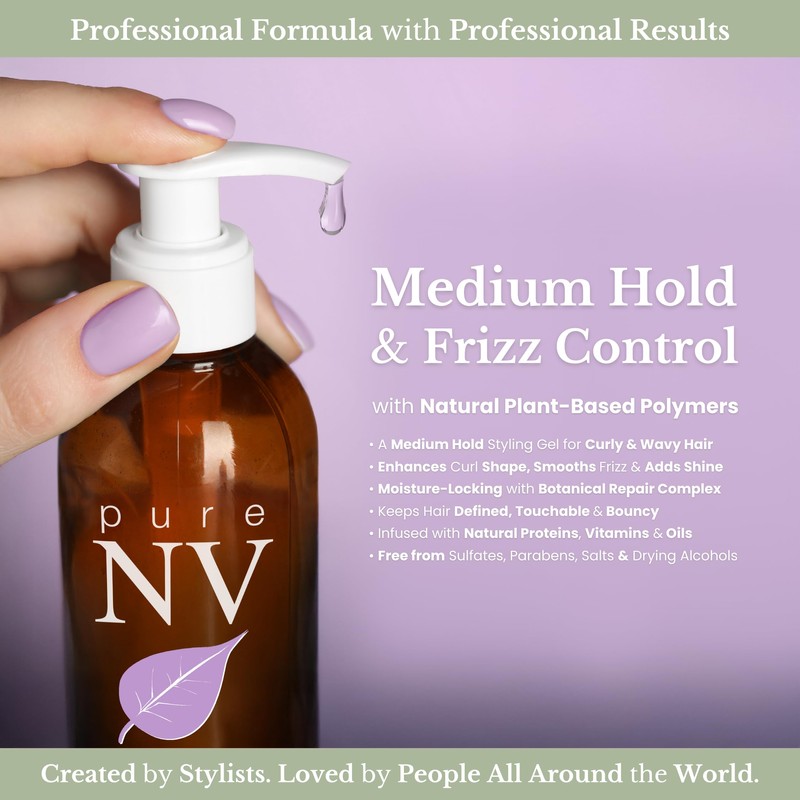 Pure NV Curl Gel Tame & Revitalize Curls, Control Frizz