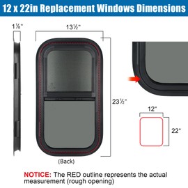 OUTPRIZE Vertical RV Window, 18" W x 18" H Tinted Sliding RV Window with Net Screen and Trim Ring, Suitable for 15/16" or 1-3/8" and Slightly Thicker Up to 1/16" Walls, DOT Approved