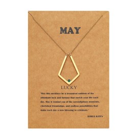 RAMUS KATEN Dainty 14K Gold Plated Ring Holder Necklace Ring Keeper Pendant Necklace With Birthstone for Women Jewelry May