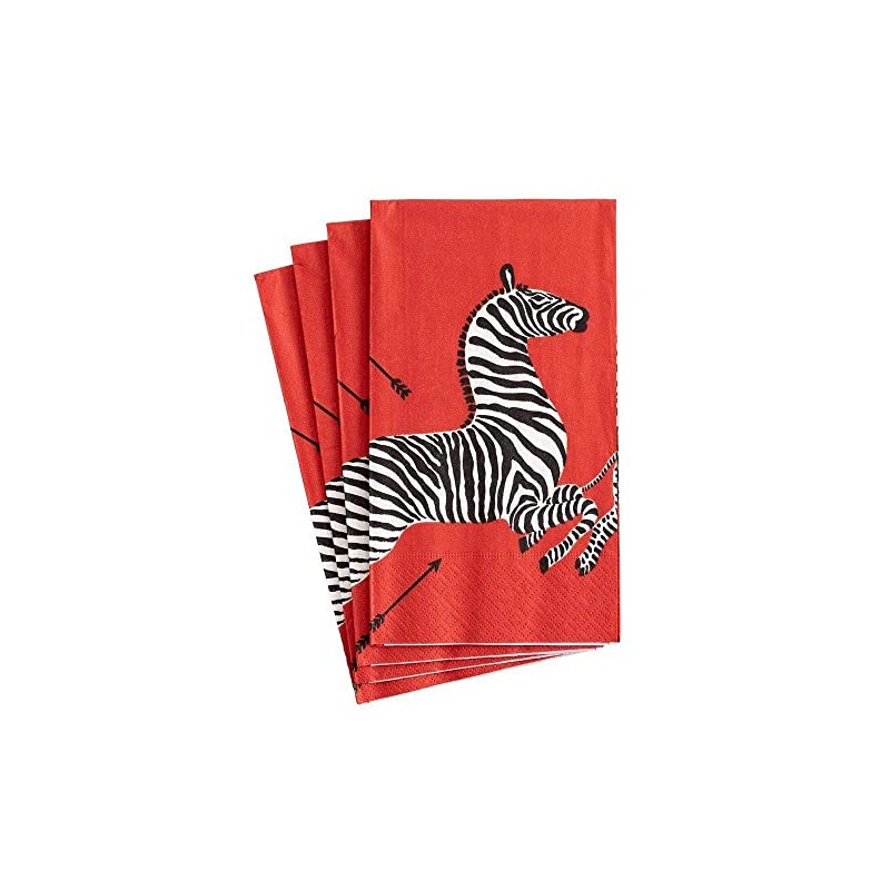 Entertaining with Caspari Guest Towels, Zebras Red, Pack of 15