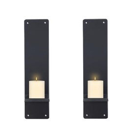OYEFLY Set of 2 Metal Wall Candle Sconces,Black Vintage Hanging Candle Holders Decor (Black)