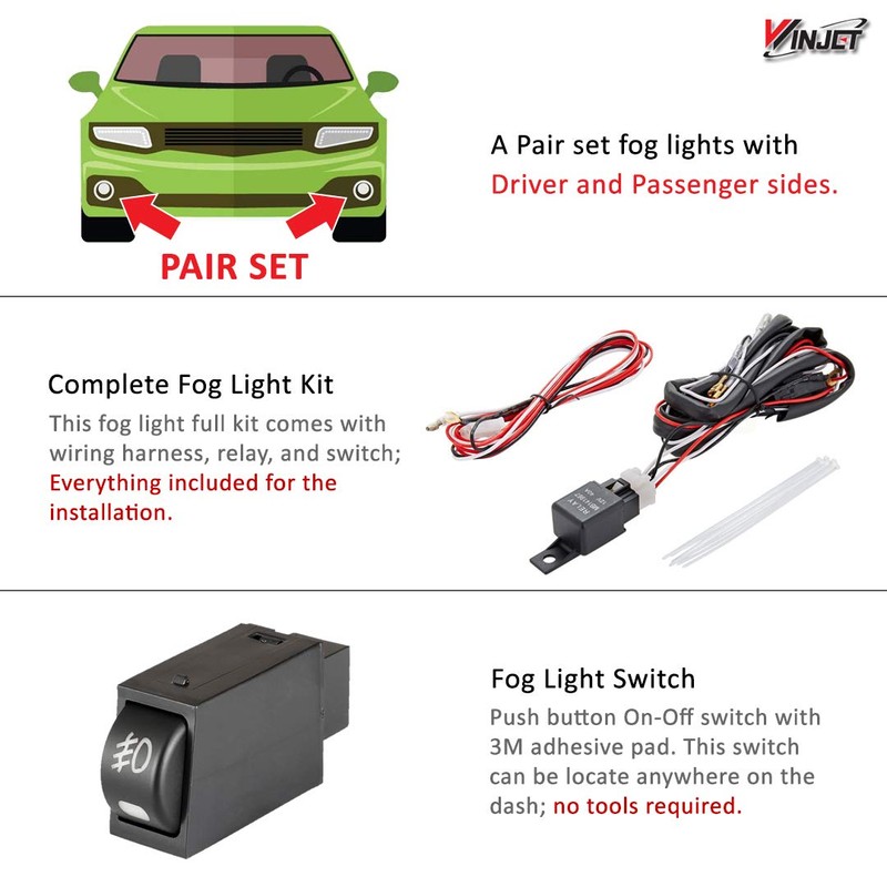 Winjet Compatible with [2010 2011 2012 Subaru Outback] Driving Fog