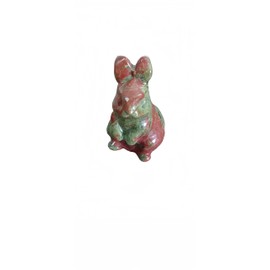 Bosfante 2" Unakite Rabbit Figurine,Natural Stone Animal Sculptures for Home Decoration