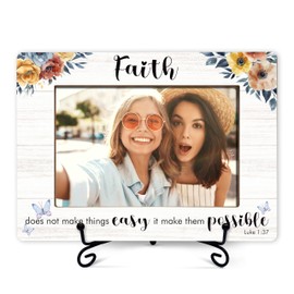 Christian Photo Frame, Baptism Picture Frame, Bible Verse Gifts For Women, Faith Picture Frame, Thanksgiving, Christmas Gifts For Family, Friends, Colleagues, Floral Wooden Picture Frame-14