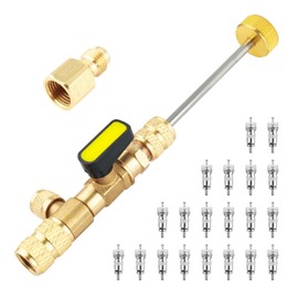 Figpade Valve Core Removal Tool Dual Size for 1/4" and 5/16",AC Valve Core Removals Tool with 20PCS Valves Cores Suitable for HVAC AC Repair R22 R410A,HVAC Valves Cores Removal Tools