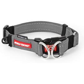 EZYDOG Double Up Dog Collar | Dog Collar Small, Medium, Large Dogs, Reflective Dog Collar, Supreme Comfort, Soft Neoprene Material, Strong Nylon Webbing (Large, Grey)