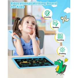 KOKODI 12 Inch LCD Writing Tablet with Anti-Lost Stylus, Erasable Doodle Board Colorful Toddler Drawing Pad, Car Travel School Games Toys for 3 4 5 6 7 8 Kids, Birthday Gift for Girls Boys Adults Blue