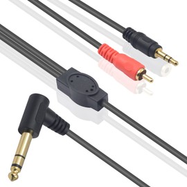 Duttek 6.35 mm to 3.5 mm RCA Stereo Audio Cable, 90 Degree 6.35 mm to RCA Jack Adapter 3.5 mm to 6.35 mm, Headphone Mic Splitter Adapter 50 cm