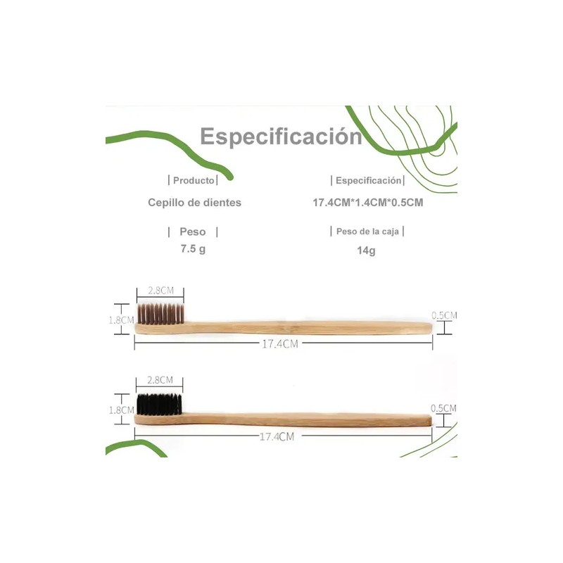 Cepillo Dental Ecológico Bambú Biodegradable 90 Pzs