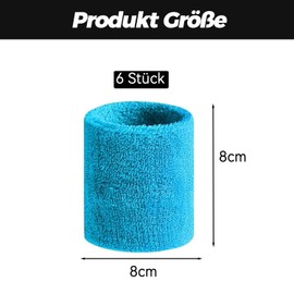VIKY Pack of 6 Sweatband Wrists, Sweatband Wrist Sports, Wrist Bandages, Cotton Sweatband Wrist Wide Fitness Arm Sweatband for Football