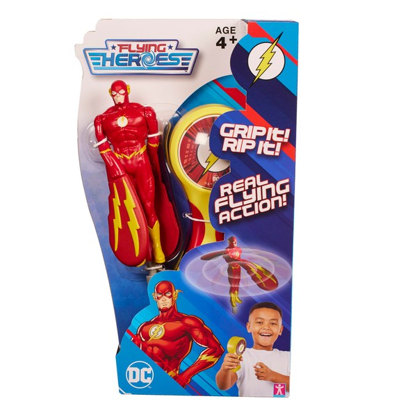 Flying Heroes 07978 DC Pull The Cord to Watch him Fly Action Hero Ideal Present for Boys Aged 4-7 Years Flash Superhero Toy,Red,Medium