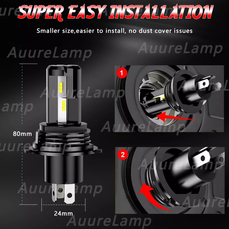 AuureLamp For Honda Fit 2008-2020 4PC LED Headlight High/Low +