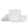 Porlien 24-Piece Classic Square Dinnerware Set for 6-Off White Plates