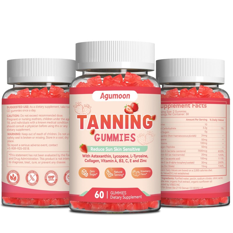 Tanning Gummies for Women and Men, Self Tan Supplement -