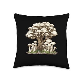 Enoki Mushrooms Under A Tree Throw Pillow