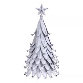 Irvin's Tinware Tin Christmas Tree in Rustic Metal White Wash 12-Inch Country Decor