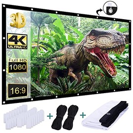 Video Projection Screen 100 inch, Washable 4K Projector Screen 16:9 HD Foldable Anti-Crease Portable Projector Movies Screen for Home Theater Outdoor Indoor Support Double Sided Projection