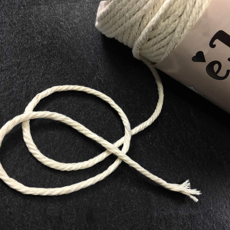 eJoyce 3 mm x 109-yards Macrame Cord Natural Soft Cotton