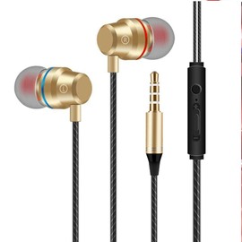Wired Earbuds in-Ear Headphones, earphones with Microphone,Adjustable Noise Cancelling eaphone,Headset with Microphone Isolating and Deep Bass,Lightweight Earpiecs with Tangle Free Cable (Gold)