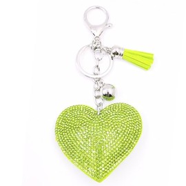 jtkdxqs Glitter Keychain Rhinestone Heart Shape Keychains Crystal Tassel Key Chain Cute Keychains for Women Girls Gifts,fruit green