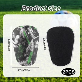2Pcs Mini Soccer Shin Guards 3.2x2.2 inch Extra Small Football Shin Pads,Protective Equipment Shin Pads Lightweight and Comfortable for Boys Girls Men and Women(Scribble Green and Silver)