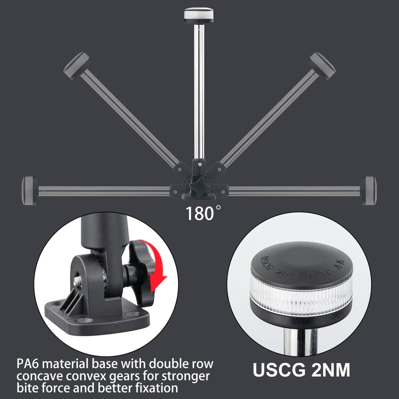 CLGMarine Stern Lights,Navigation Lights,Led All Around Anchor Light,Folding Base,USCG Certified