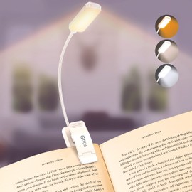 Gritin Gritin Leselampe Buch Klemme, Buchlampe mit 9 LEDs, 3 Farbtemperatur Modi, Stufenlose Helligkeit Klemmlampe, USB Wiederaufladbare Klemmleuchte, 360 Flexibel fr Nachtlesen ins Bett, beim Reisen usw.