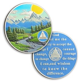 1 Month Sobriety Coin Valley Sunrise One Month Sobriety Chip Serenity Prayer AA Chips and Medallion Sun Chips Recovery Anniversary Token Sobriety Gifts for Men Women Alcoholics Anonymous Gift