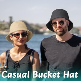 AGLIFEFY Bucket Hat for Woman Men Travel Fishing Beach Sun Hat Outdoor Cap Large-X-Large Pure Khaki