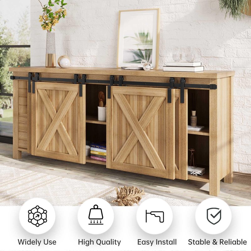 EaseLife 6 FT Mini Cabinet Bypass Sliding Barn Door Hardware