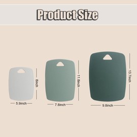 Chopping Board Set of 3, Plastic Cutting Board with Easy Grip Handle, Multipurpose Anti-Slip Surface, Small to Large, Dishwasher Safe Cutting Boards for Fruit Meat Kitchen (Green)