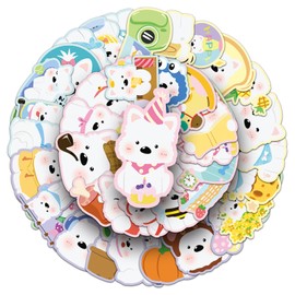 50 Packs West Highland White Terrier Stickers Water Bottles Laptop Phone Motorcycle Computer Guitar Skateboard Hydroflasks Vinyl Sticker Waterproof Aesthetic Trendy Decals for Teens Girls Adults