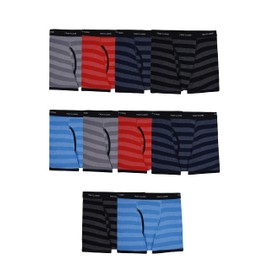Fruit of the Loom Tag Free Cotton Boxer Briefs, Boy-10 Pack-Traditional Fly Stripes, X-Large