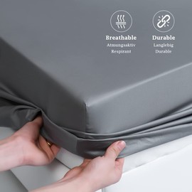 Simple&Opulence 100% Bamboo Viscose Fitted Sheet, Cooling and Luxurious Silky Hypoallergenic Bed Sheet with Extra Deep Pocket (King, Bamboo Gray)