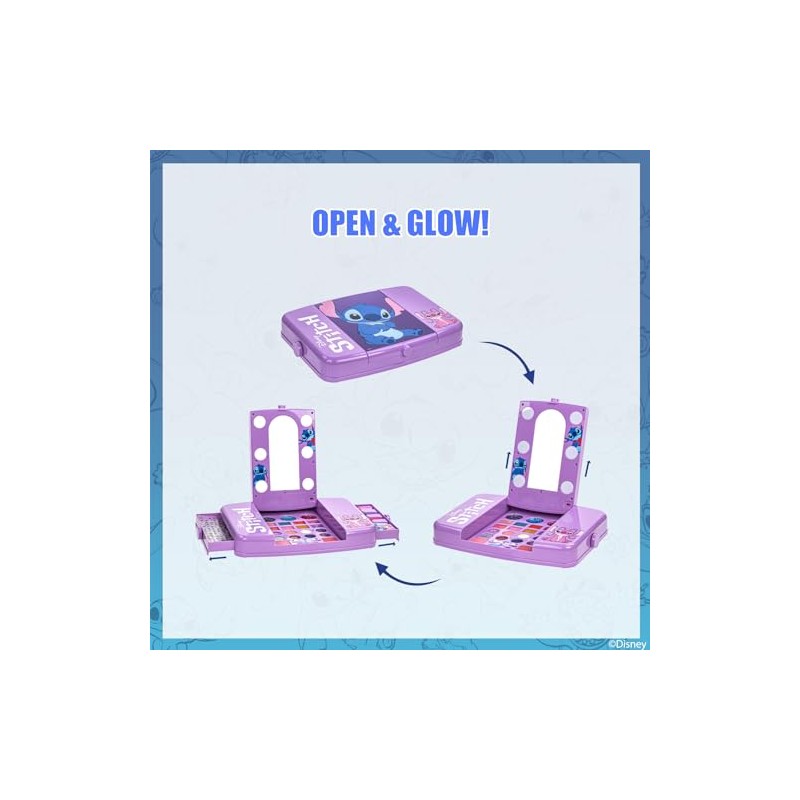 Stitch Set de Maquillaje con Espejo Luminoso Gloss y Esmalte
