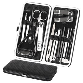 Manicure and Pedicure Kits, 19 Pieces Stainless Steel Nail Clippers Professional Manicure Set Nail Care Tools with Travel Case