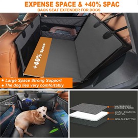 Dog Car Seat for Large Medium Dogs with Seat Belt, Waterproof Dog Car Seat, Pet Bed for Cars Hammock with Storage Pocket(Grey)