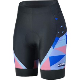 Eco-daily Cycling Shorts for Women Padded Bike Shorts with 3D Padding Biking Bicycle Shorts Pockets for Women Pink