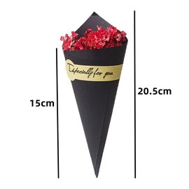 JINLYXHUI 50Pcs Confetti Petal Cone for Wedding Party Paper Cones Candy Gift Rose Cones Bouquet Wrapping Decoration (15x15cm, Black)