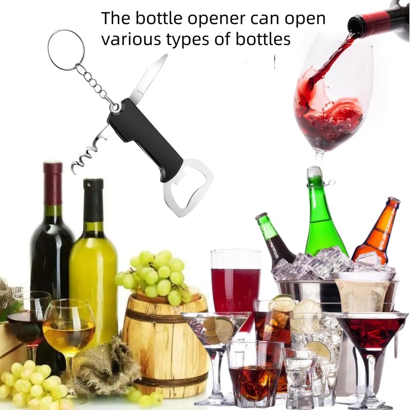 Silicone Wine Bottle Stopper With 3 in 1 Kechain Bottle