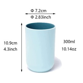 RabyLeo Unbreakable Reusable Drinking Cups Set of 2 Colors, Plastic Toothbrush Cup Tumblers 300 ml/10.5 oz, Dishwasher Safe (Light blue & Navy blue)