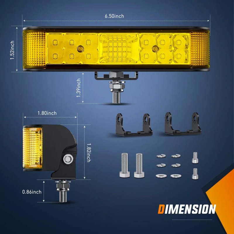 Nilight Side Shooter Amber LED Light Bar/Pods 2PCS 6.5 Inch
