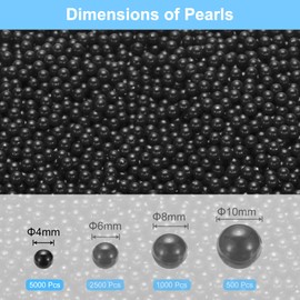 sourcing map 5000Pcs Faux Pearl for Vase Filler, 4mm No Hole ABS Round Pearls for Crafting, Jewelry Making, Vase Filler, Cosmetic Boxes, DIY Parts, Table Scatter, Home Decoration, Black
