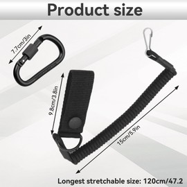 Tactical Lanyard Lanyard with Carabiner, Lanyard Extendable Safety, Paracord Keyring Carabiner, Lanyard Black Spiral Cable, for Rescue Scissors, Torch, Keys etc