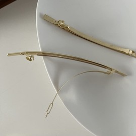 EZ PEACH Women's Barrette, Large, Simple, Fine Line, Semi-Matt, Pipe, Metal Hair Accessories, Hair Clip, Hair Accessory (Gold)